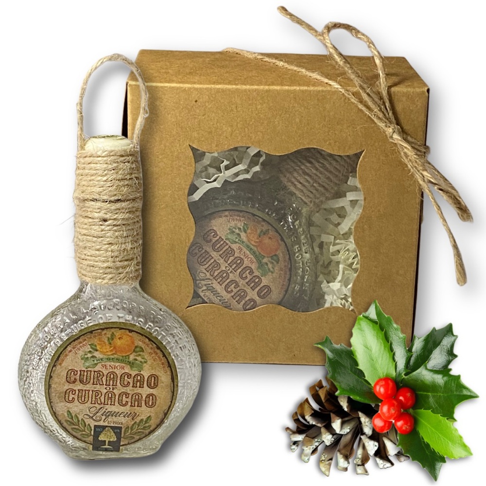 The Genuine Curaçao Liqueur Artisan Vintage Miniature Glass Bottle Ornament